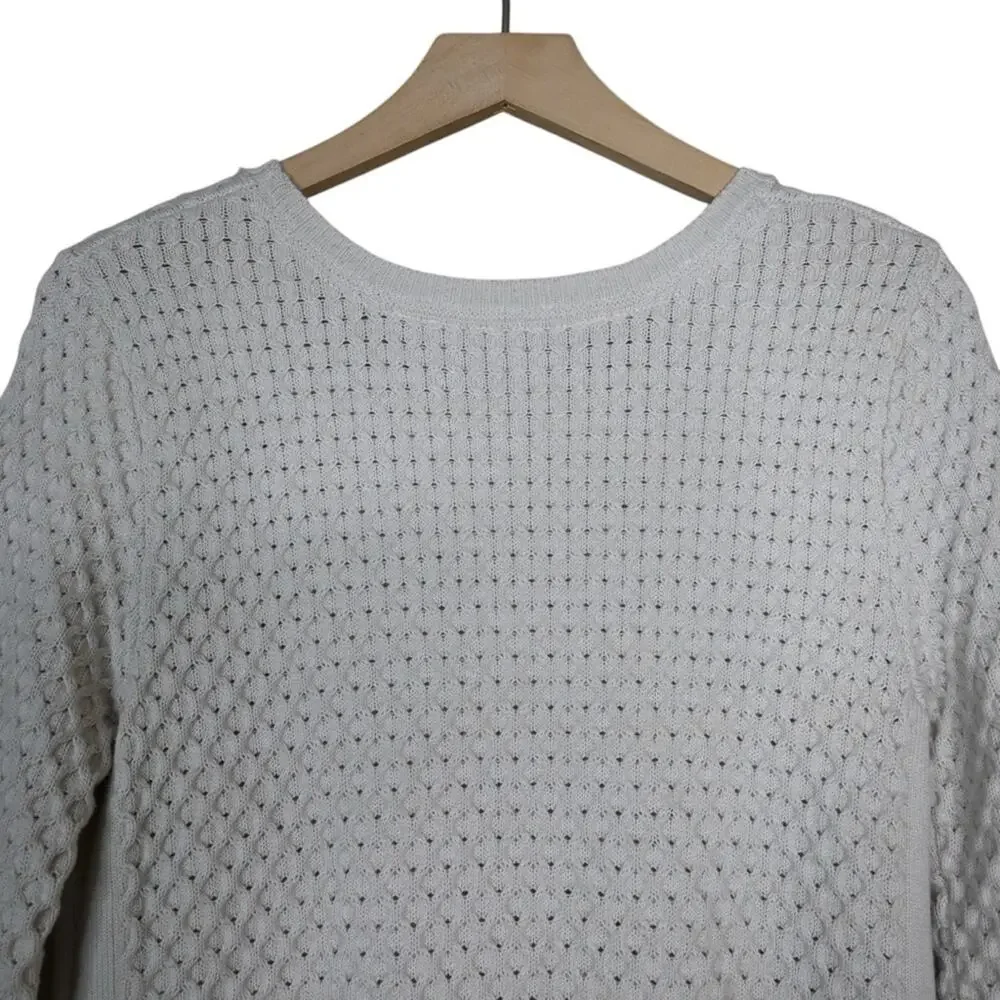 Athleta Womens S Honeycomb Merino Wool Sweater Tunic in Dove Cream